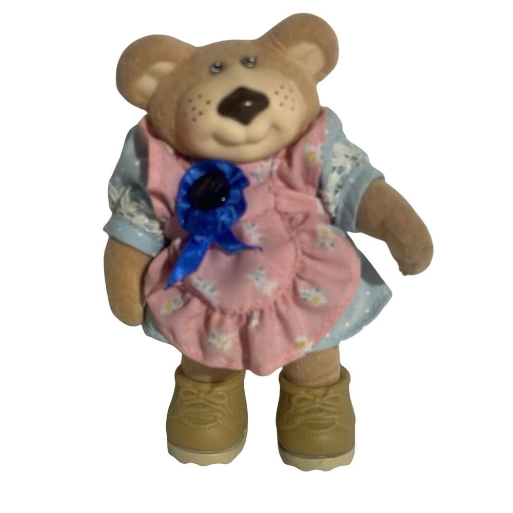 Furskins Teddy Bear Hattie 1st Place Vintage 1986 Stuffed Toy 5" Tall